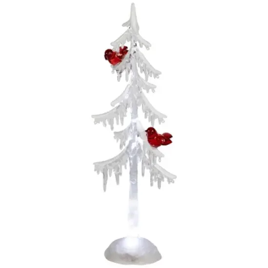 Northlight LED Lighted Acrylic Icicle Tree with Cardinals Christmas Decoration - 14" image {3}