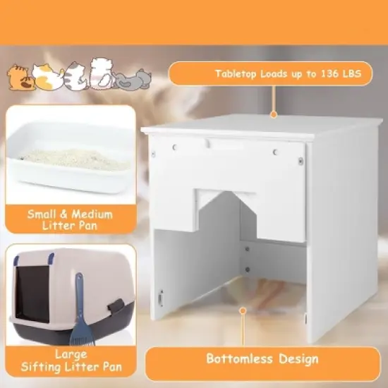 Tangkula Cat Litter Box Enclosure w/ Flip Magnetic Half Door Hidden Litter Box Enclosure image {5}