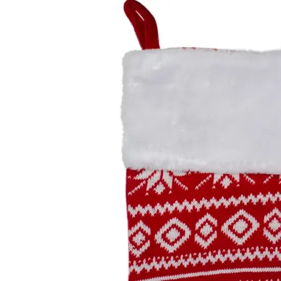Northlight 22" Red and White Rustic Lodge Knit Christmas Stocking with Cuff image {2}