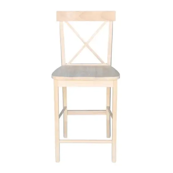 X Back Counter Height Barstool Unfinished - International Concepts image {1}