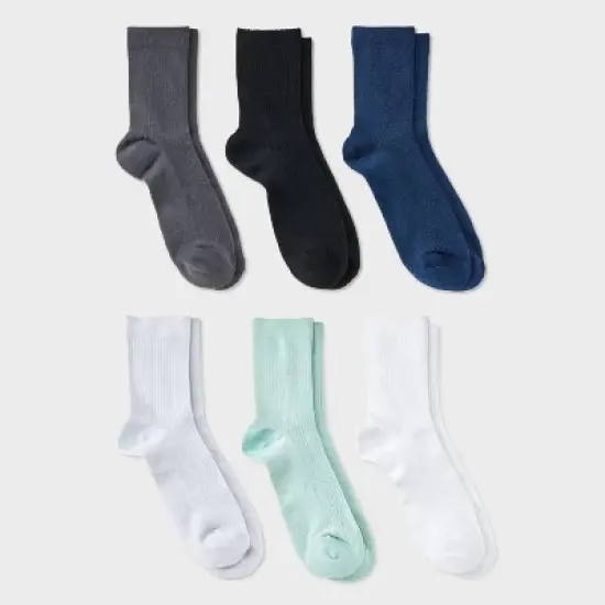 Women's Shimmer and Solid Fine Ribbed 6pk Crew Socks - A New Day&trade; 4-10 image {4}