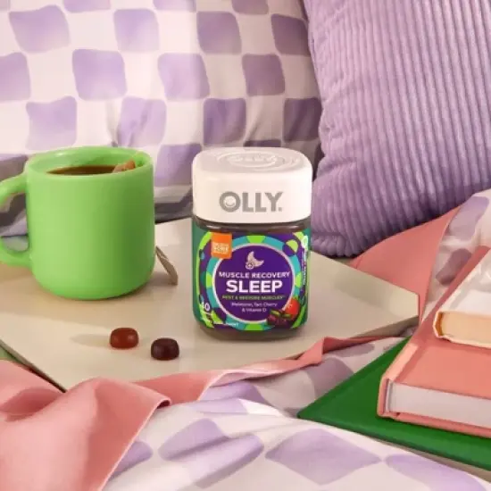 OLLY Muscle Recovery Sleep Gummies with Melatonin, Tart Cherry & Vitamin D - Berry - 40ct image {1}