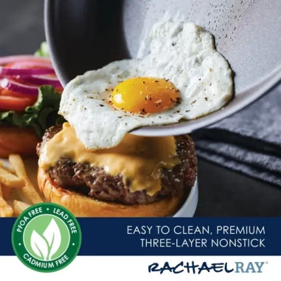 Rachael Ray Cook + Create Aluminum Nonstick Frying Pan Set 2pcRed image {10}