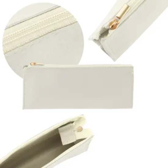 Unique Bargains Faux Leather Zipper Pencil Case image {2}