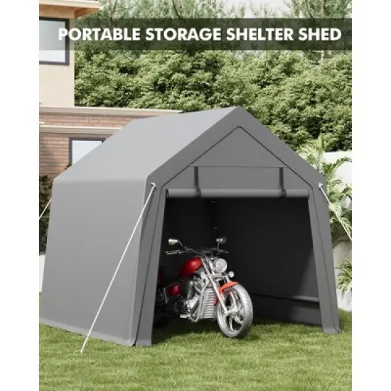 Outdoor Storage Shed, Heavy-Duty Motorcycle Tent with Roll-Up Door, Waterproof & UV-Resistant Carport for Bike & Tools image {9}