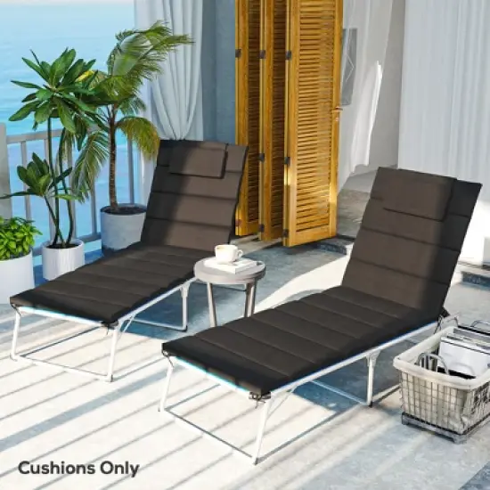 Outsunny Foldable Lounge Chair Cushion Set of 2, UPF50+ 230gsm Olefin and 25D High-Density Foam, Chaise Lounge Cushion Set, 80" x 26" image {1}
