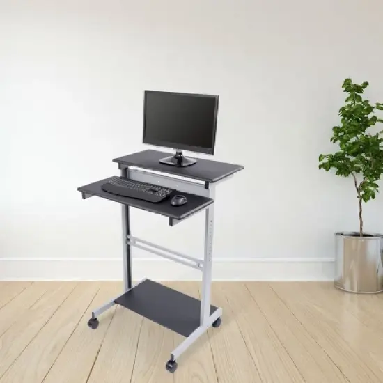 Stand Up Desk Store Rolling Adjustable Height Two Tier Standing Desk Computer Workstation image {3}