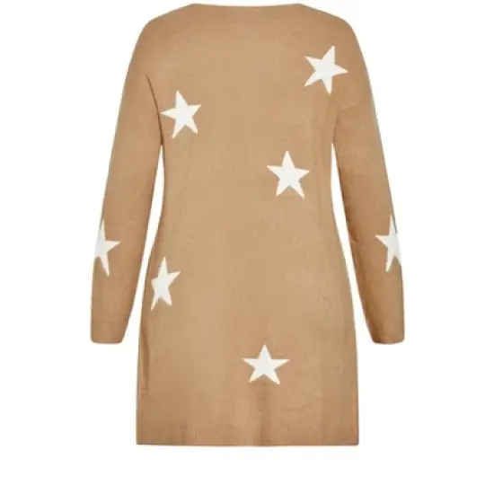 Women's Plus Size Starry Cardigan - camel marle | EVANS image {6}