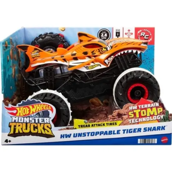 Hot Wheels Monster Trucks 1:15 Scale Remote Control Unstoppable Tiger Shark Vehicle image {5}