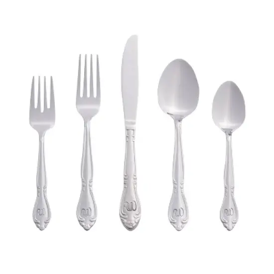 RiverRidge Rose Flatware 46pc Monogrammed Stainless Steel Silverware Set for 8 image {25}