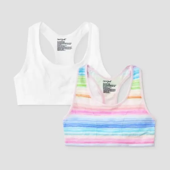 Girls' 2pk Sports Bra - Cat & Jack&trade; White/Pink/Blue image {3}