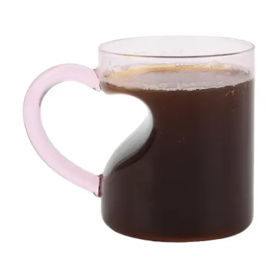 Bioworld Heart Transparent Pink Glass Mug image {5}