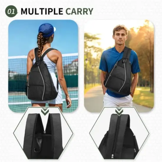 Unique Bargains Lightweight Durable Water Resistant Multi-Functional Tennis Pickleball Sling Bags image {1}