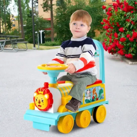 Costway 6V Electric Kids Ride On Train Motorized Train Toy w/ Track & 6 Wheels image {2}