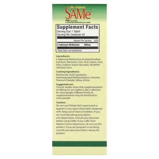 NutraLife SAMe, 400 mg, 60 Enteric Coated Tablets image {1}