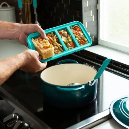 Souper Cubes Food Freezing Tray with Lid Aqua Blue: Silicone Freezer Tray, Stackable, Dishwasher & Oven Safe image {2}
