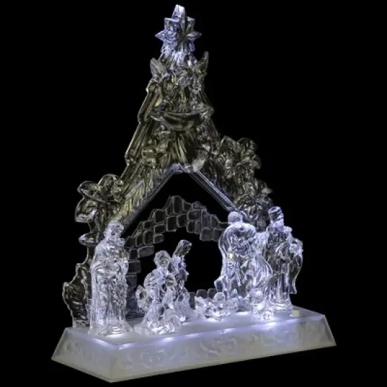 Northlight LED Lighted Nativity Scene in Stable Acrylic Christmas Decoration - 10.75" image {3}