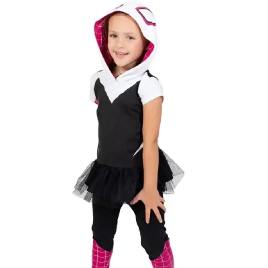 Marvel Avengers Spider-Man Spider-Gwen Captain America Miles Morales Girls Cosplay T-Shirt and Leggings Toddler to Little Kid image {3}