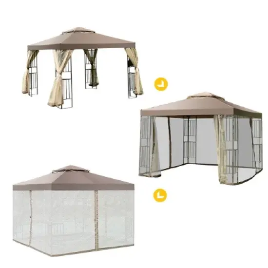 Costway Outdoor 10'x10' Gazebo Canopy Shelter Awning Tent Patio Screw-free structure Garden image {5}