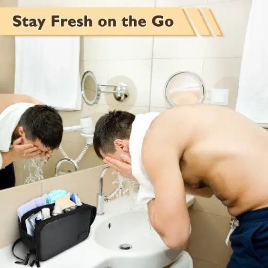 Tirrinia Travel Toiletry Bag for Men, Waterproof Leak-Proof Toiletries Organizer Dopp Kit Pouch for Gym, Daily Use & Essentials Storage image {5}