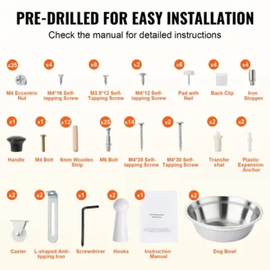 VEVOR Pet Feeding Station with 2 Stainless Steel Bowls, Elevated Dog Bowls with Storage, Dog Food Storage and Feeder Station image {4}