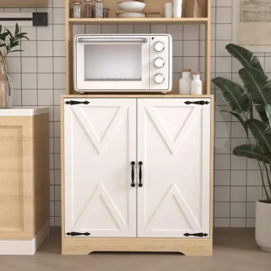 LIVAREEmlen Baker's Racks with 2 Doors and Shelves,Freestanding Larder Cupboard,Kitchen Pantry Storage Cabinet for Kitchen,Dining Room image {7}