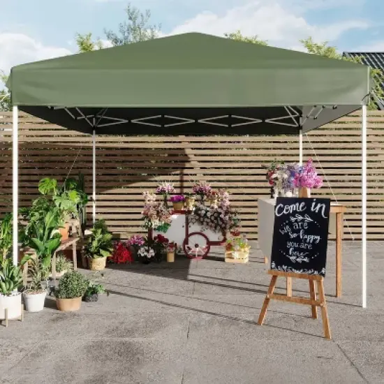 GustoWave Adjustable Height Outdoor 10x10Ft Pop Up Portable Canopy Tent with Carrying Bag for Parties, Camping image {8}