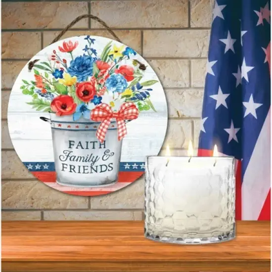 Courtside Market 13.5 oz 3 Wick Citronella Candle & Patriotic Flowers I 10x10 Hanging Artboard Set image {1}
