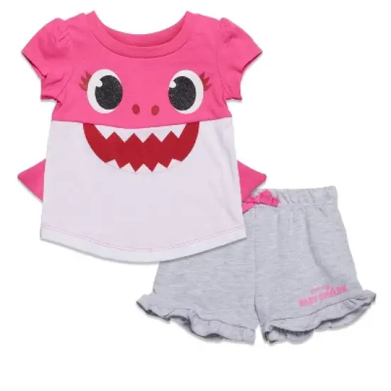 Pinkfong Baby Shark T-Shirt and French Terry Shorts Outfit Set Toddler image {8}