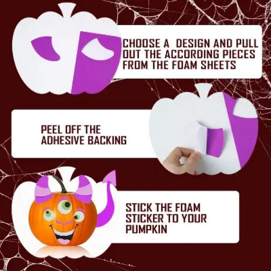 Joyfy 16 Packs Halloween Foam Craft Kit Pumpkin Decor Stickers, Halloween Party Favors School Games Gifts for Kids, Arts Activities Party Supplies image {2}