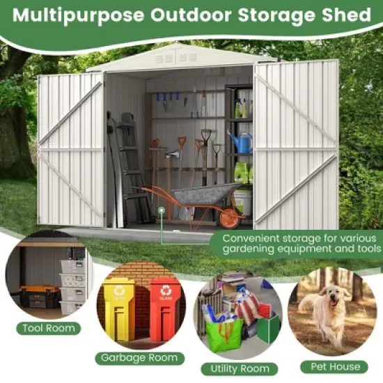 Costway 7 x 4 FT Metal Outdoor Storage Shed Snap-on Structures for Efficient Assembly image {4}