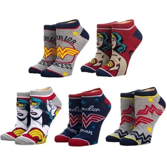 Wonder Woman Ankle Socks 5-Pack for Women image {1}