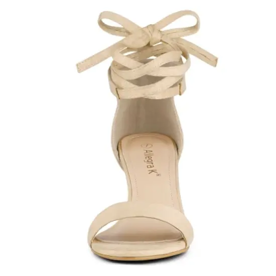 Allegra K Women's Kitten Heel Lace Up Sandals image {1}