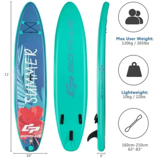 Costway 10.5ft\11ft Inflatable Stand Up Paddle Board W/ Backpack Leash Aluminum Paddle image {1}