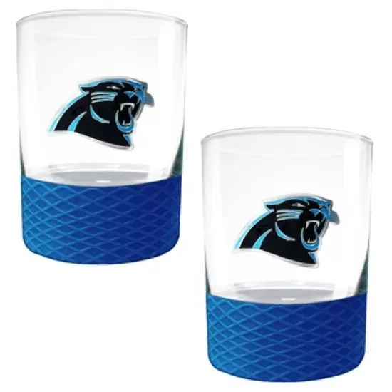 NFL Carolina Panthers 14oz Rocks Glass Set with Silicone Grip - 2pc image {3}