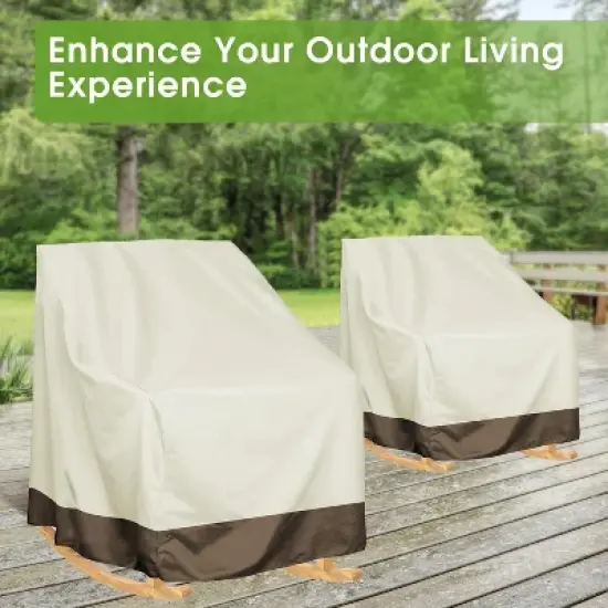 Rocker Chair Cover  420D Waterproof Patio Outdoor 2 Piece Set image {4}