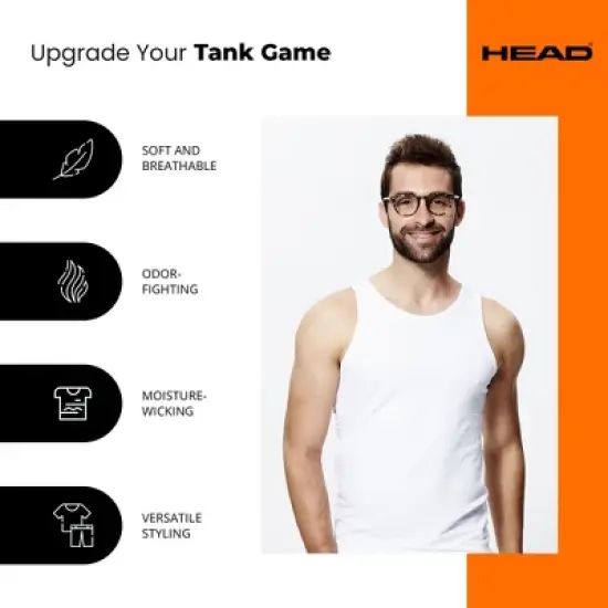 HEAD 3pk Mens Tank Top Breathable Tagless Comfortable Cotton Mens Modern Fit T Shirt image {4}