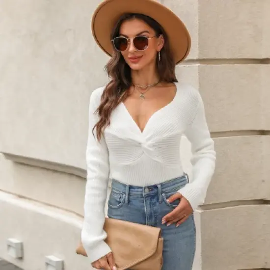 Women's Cooler Daze Twisted-Front Fitted Sweater - Cupshe image {2}