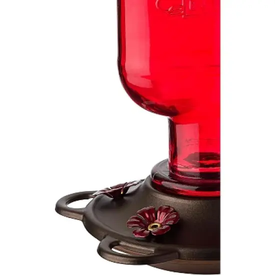 More Birds Red Elixir Vintage Glass Medicine Bottle Hummingbird Feeder - 13 oz image {3}