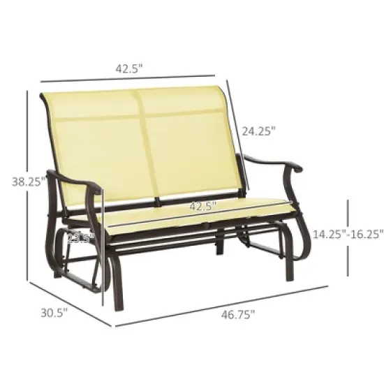 Dexmalle Beige Patio Glider Bench with Powder Coated Steel Frame image {7}
