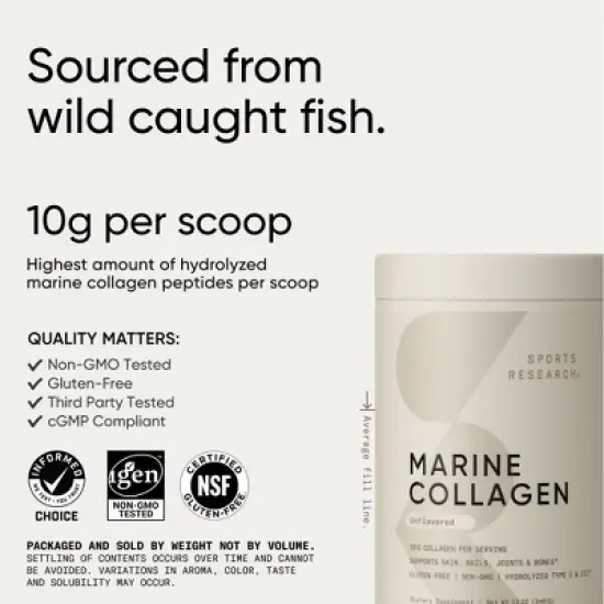 Sports Research Marine Collagen, Unflavored, 12 oz (340 g) image {3}