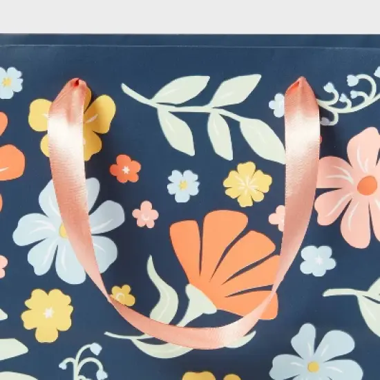 Multicolor Floral on Blue Large Gift Bag - Spritz&trade; image {2}