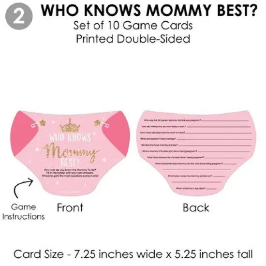 Big Dot of Happiness Little Princess Crown - 4 Pink and Gold Princess Baby Shower Games - 10 Cards Each - Gamerific Bundle image {4}