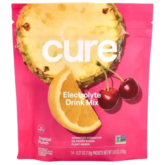 Cure Hydration Electrolyte Drink Mix, Tropical Punch, 14 Packets, 0.27 oz (7.6 g) Each image {3}