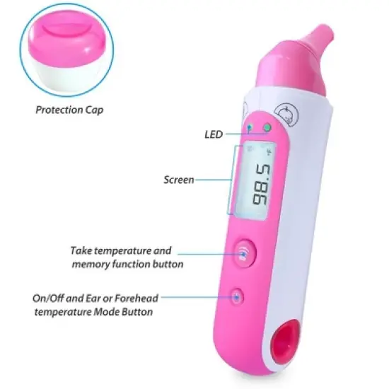 Pyle Bluetooth Digital Ear & Forehead Thermometer PHTM20BTPN &ndash; LCD Display &ndash; App Compatible image {2}