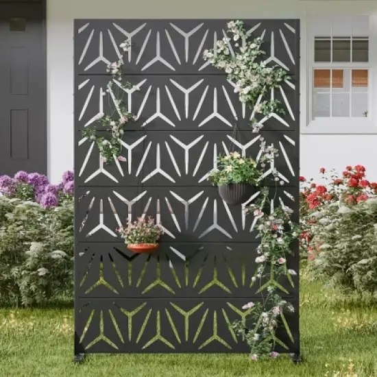 PexFix 72 in. x 47 in. Outdoor Metal Privacy Screen Garden Fence in Star Pattern image {4}