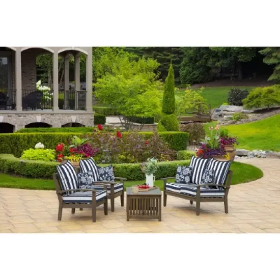 Arden Selections 16" x 16" Outdoor Decorative Throw Pillow Sapphire Ashland Jacobean image {3}