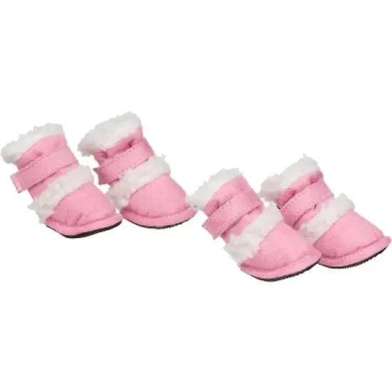 Pet Life Shearling "Duggz" Dog Shoes - Pink image {2}