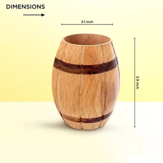 Vintiquewise Decorative Wine Barrel Shaped Wooden Pen Holder for Office Desk, or Entryway image {3}