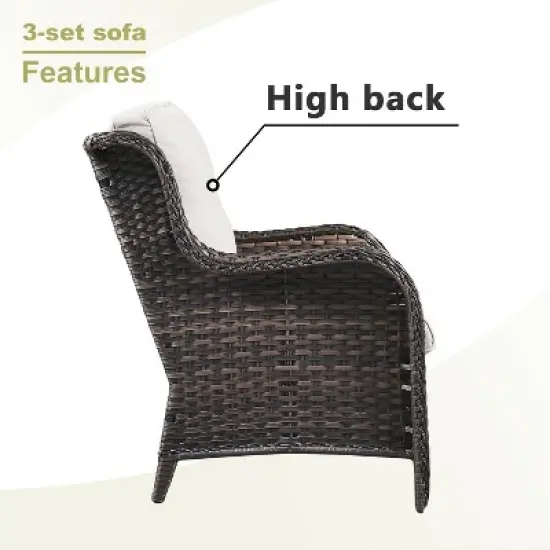 7 Piece Patio Furniture Set with Swivel Chairs, Rattan Wicker Outdoor Conversation Set with Patio Couch Swivel Chair Coffee Table End Table Ottoman image {8}